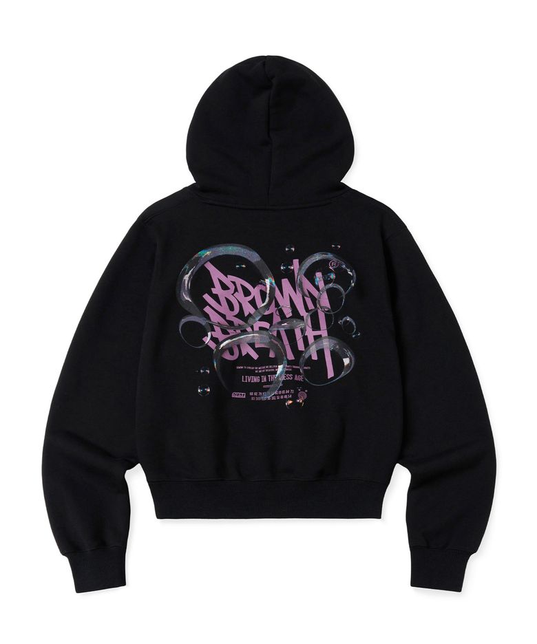 W BUBBLE TAG HOODIE - BLACK
