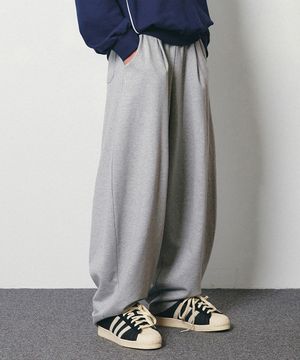 원턱 벌룬 스웨트팬츠 그레이