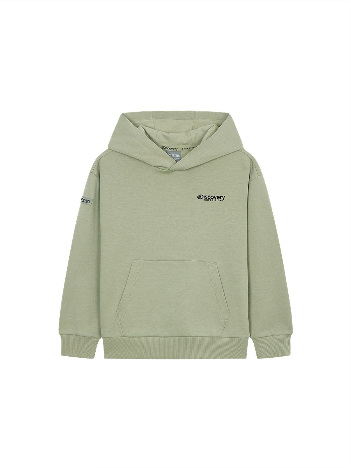디스커버리 키즈(DISCOVERY KIDS) 키즈 에센셜 스몰로고 트레이닝 후드티셔츠 (N/KHAKI)