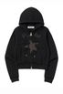 STAR CUT-OFF HOOD ZIP-UP BLACK