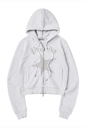 STAR CUT-OFF HOOD ZIP-UP GRAY