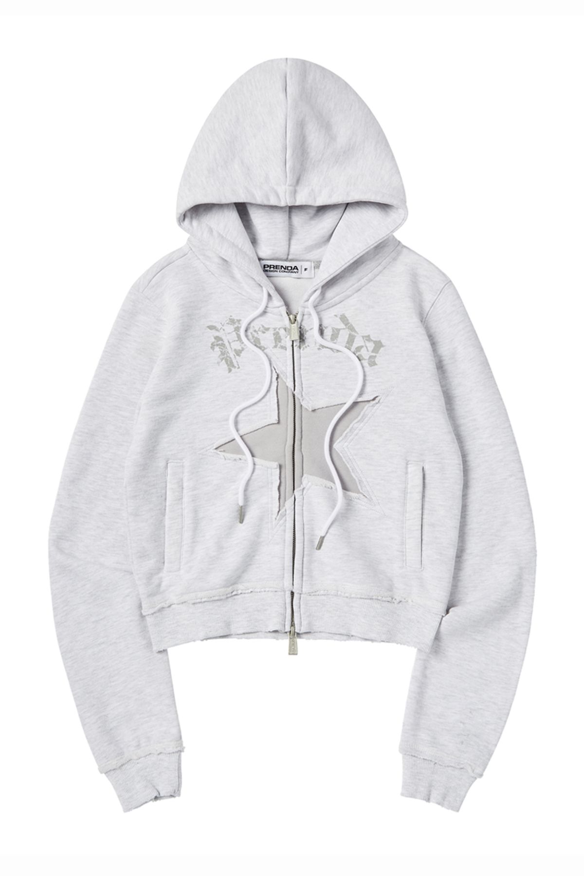 프렌다(PRENDA) STAR CUT-OFF HOOD ZIP-UP GRAY