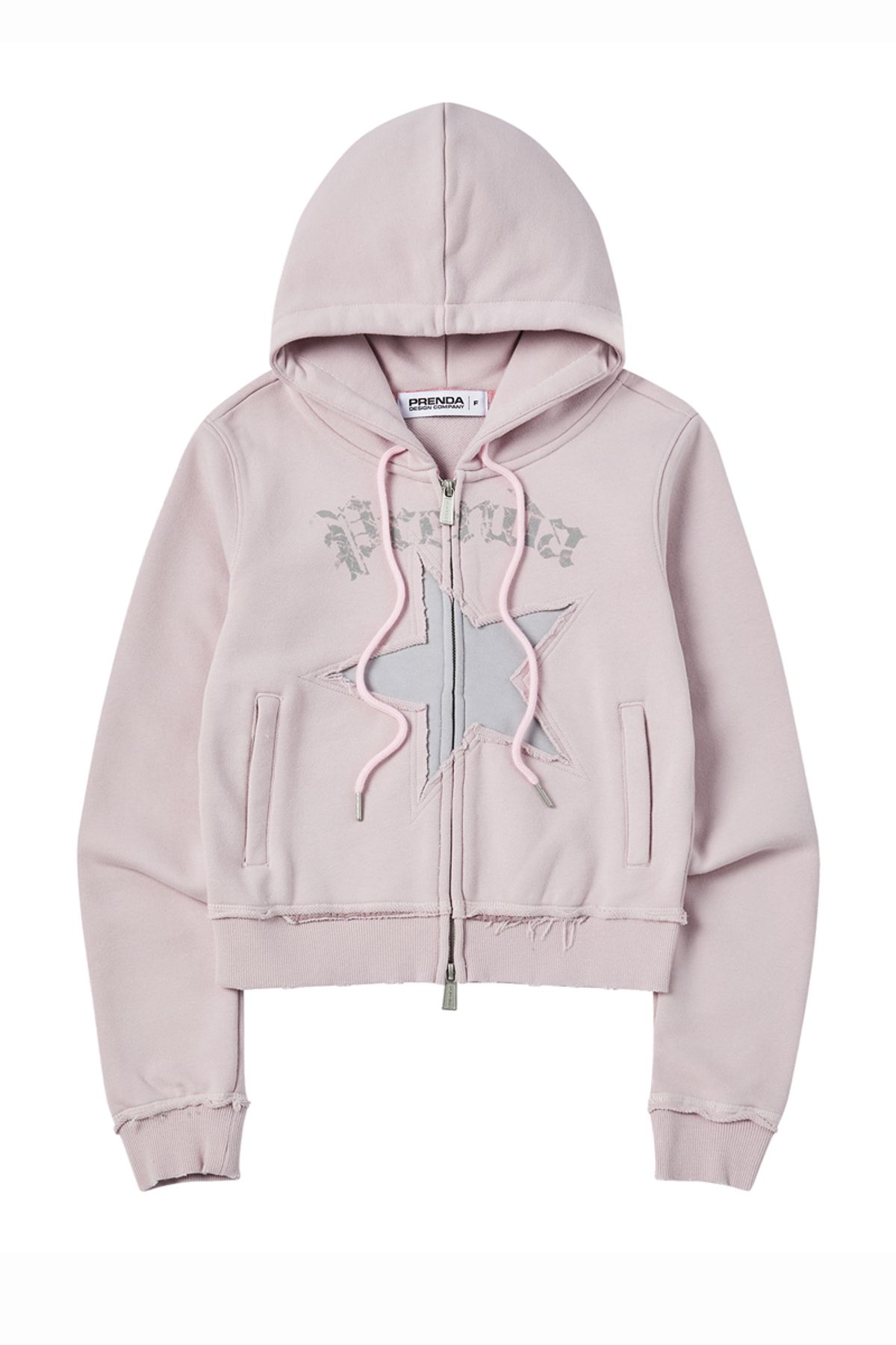 프렌다(PRENDA) STAR CUT-OFF HOOD ZIP-UP LIGHT PINK
