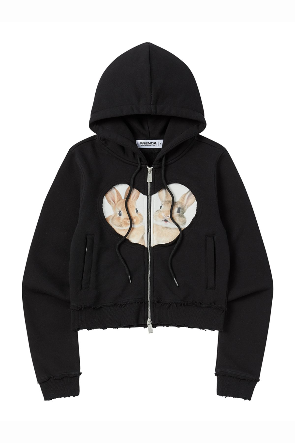 프렌다(PRENDA) BABY RABBIT HOOD ZIP-UP BLACK