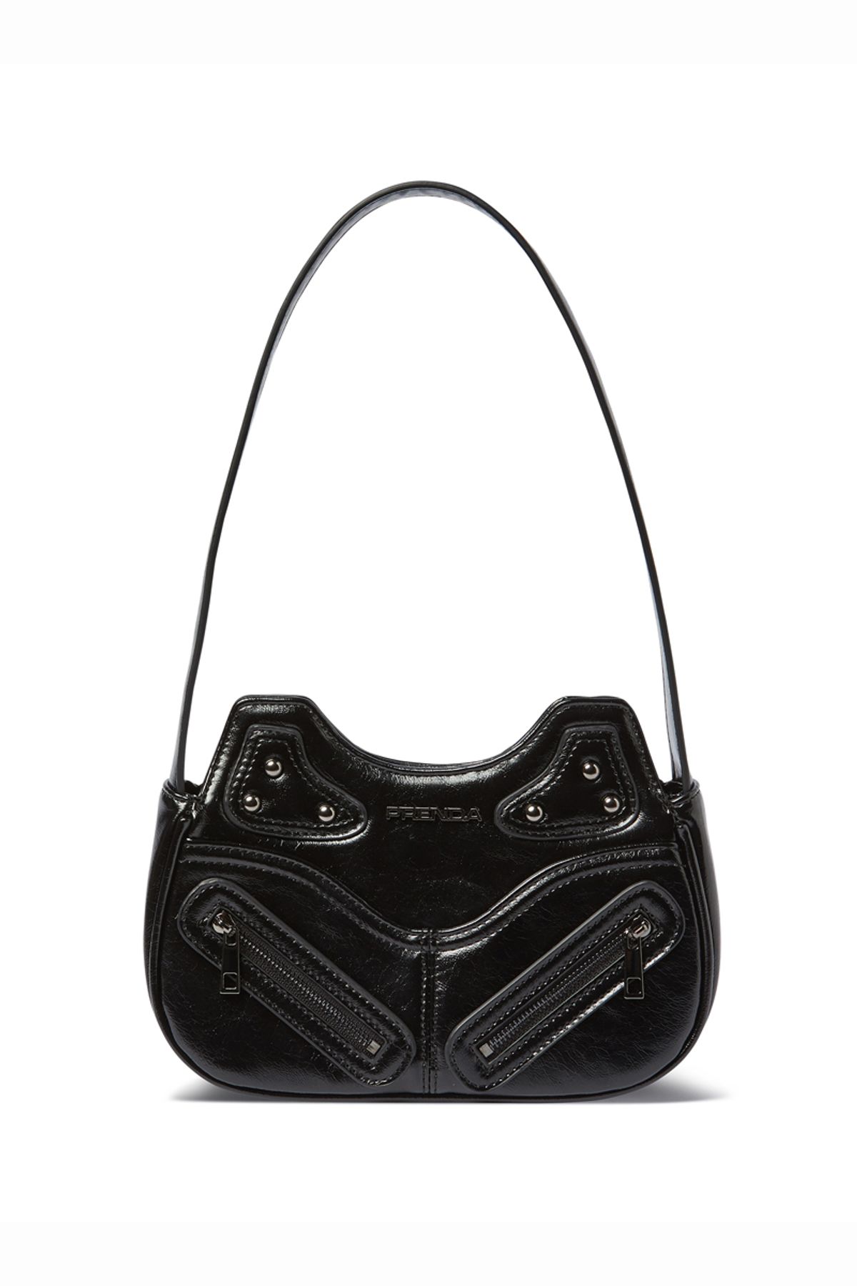 프렌다(PRENDA) SUEDE LEATHER ZIPPER BAG BLACK