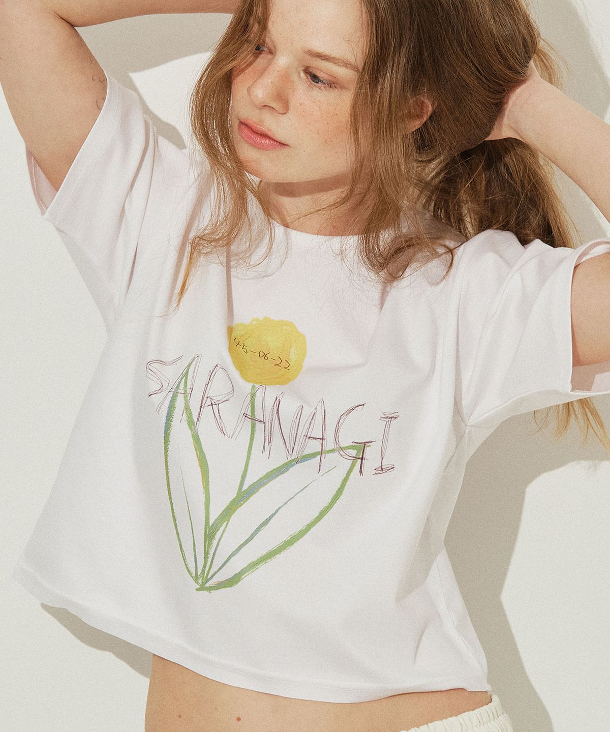 사라나기(SARANAGI) SE0523-CROP T-SHIRT(white)