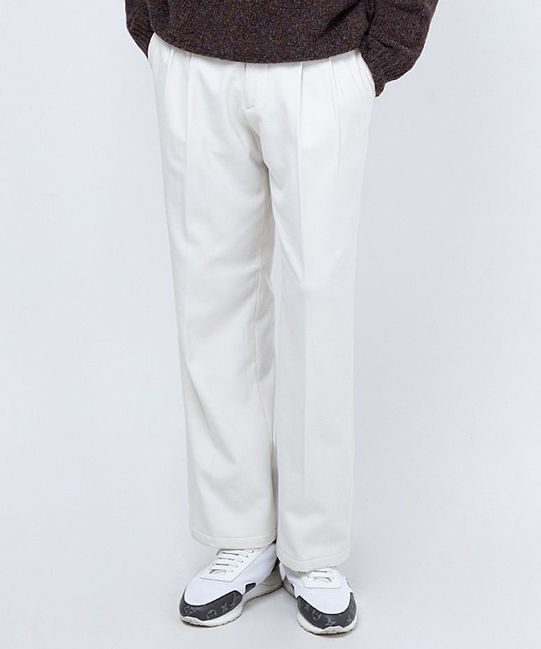 엘리건트 더블 플리츠 와이드 팬츠 Elegant Double-Pleated Wide Trousers (IVORY)