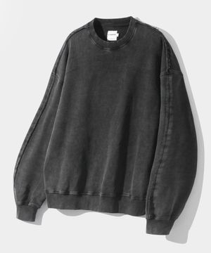 ASI 에센셜 컷오프 피그먼트 맨투맨 티셔츠_차콜