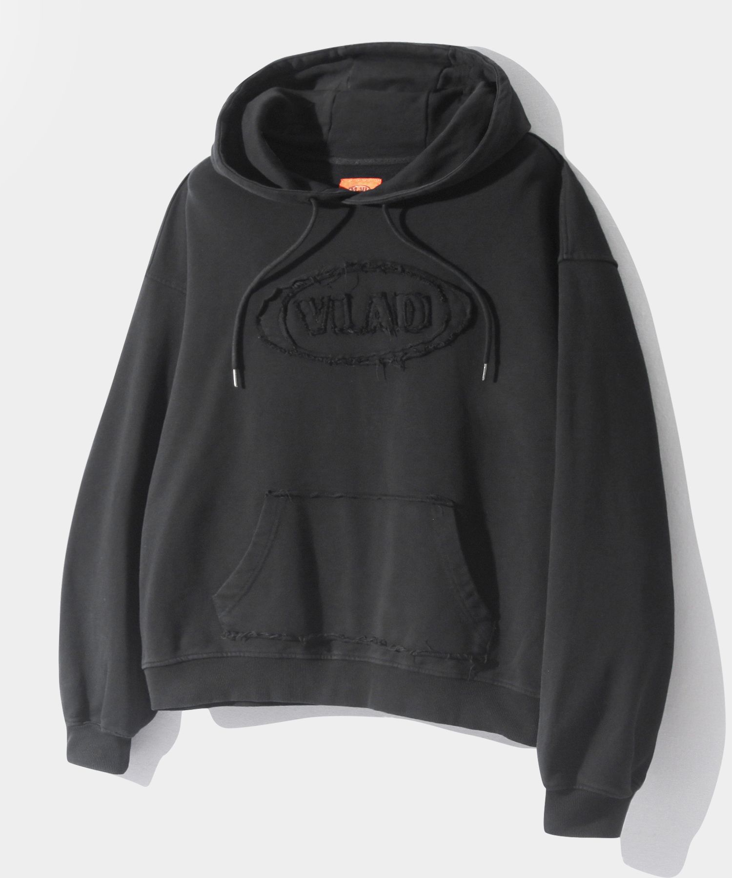 ★DIMITRI BLACK★VLAD cut-off applique hooded sweatshirt★ MUSINSA | DIMITRI BLACK VLAD Cut-off Applique Hooded T