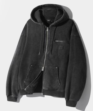 2WAY OG 에센셜 디트로이트 후드 집업_스웻 피그먼트 차콜