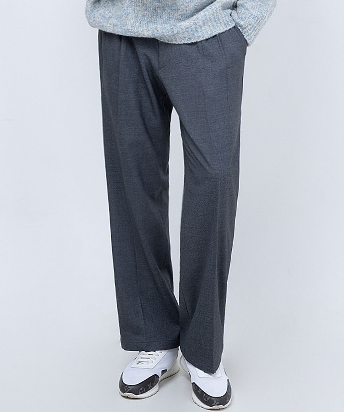 스트라이크(STRIKE) 엘리건트 더블 플리츠 와이드 팬츠 Elegant Double-Pleated Wide Trousers (DARK GREY)