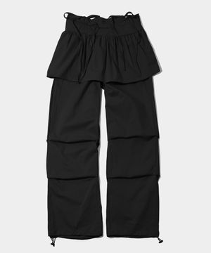 [지쑹쑹 PICK] 레이어드 플리츠 미니스커트 스트링 팬츠 코튼 셋업[블랙]