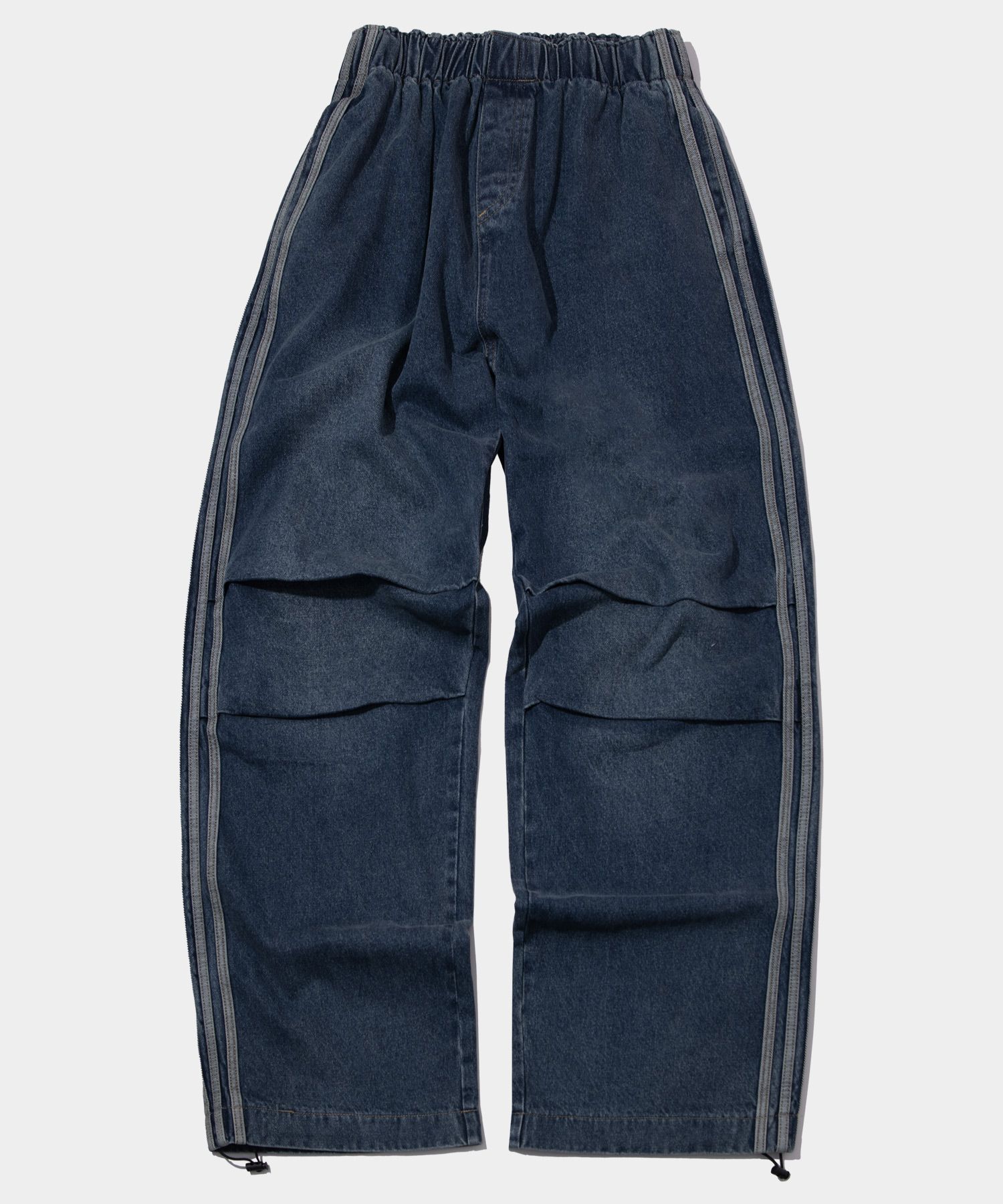 デニム・ジーパン Side line tutu damage washed denim banding wide pants black MUSINSA公式 | SOME PLACE Side Line Tutu Damage Washed Denim