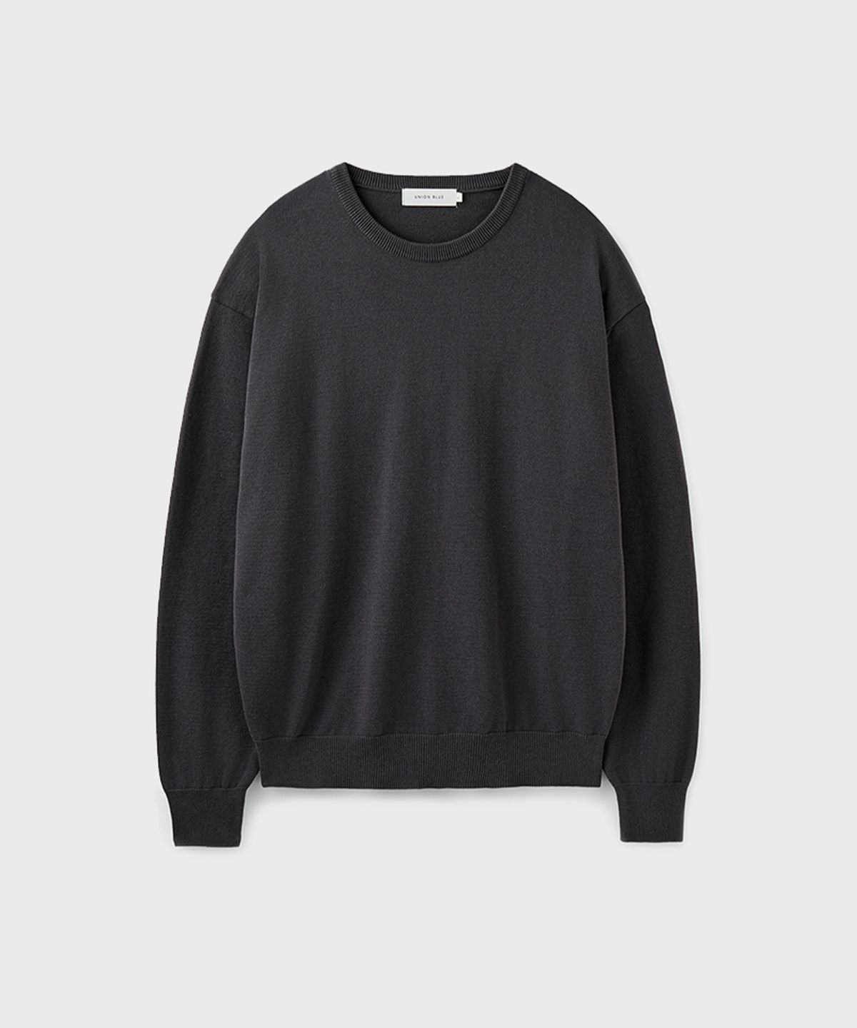 유니온블루(UNION BLUE) HARD TWIST COTTON CREWNECK KNIT [CHARCOAL]