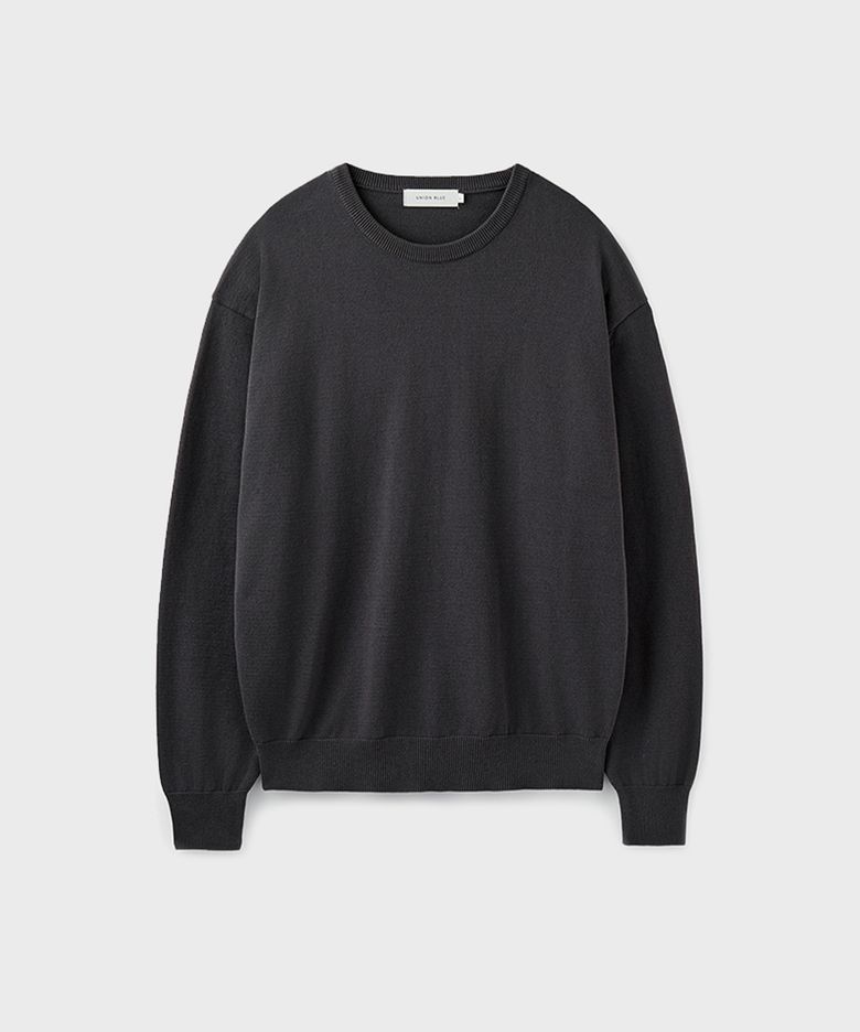 HARD TWIST COTTON CREWNECK KNIT [CHARCOAL]