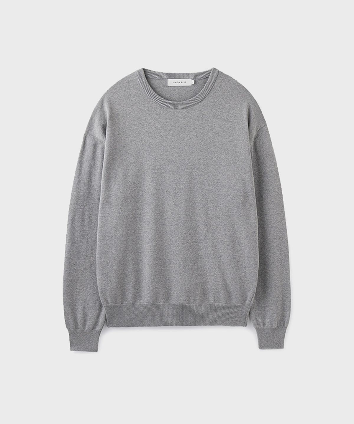 유니온블루(UNION BLUE) HARD TWIST COTTON CREWNECK KNIT [MELANGE GRAY]
