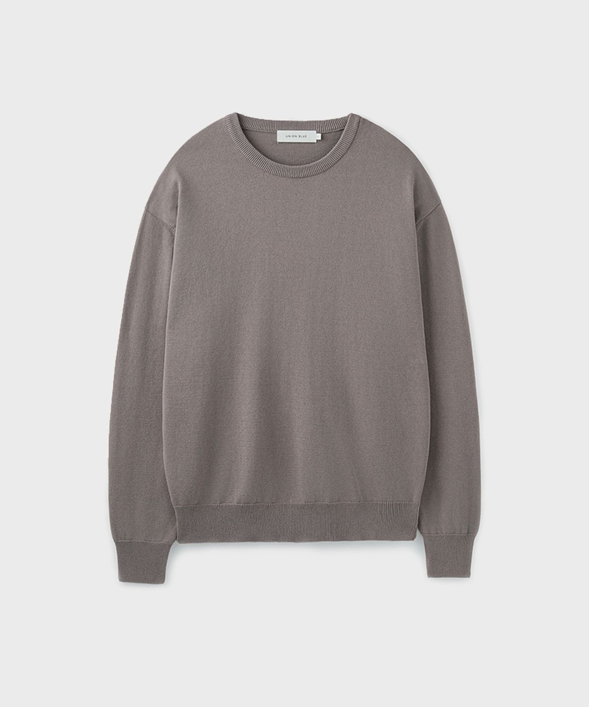 유니온블루(UNION BLUE) HARD TWIST COTTON CREWNECK KNIT [MAUVE BROWN]