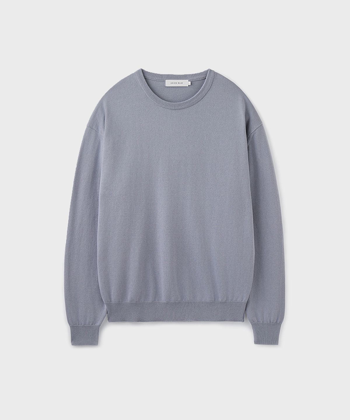유니온블루(UNION BLUE) HARD TWIST COTTON CREWNECK KNIT [BLUE GRAY]