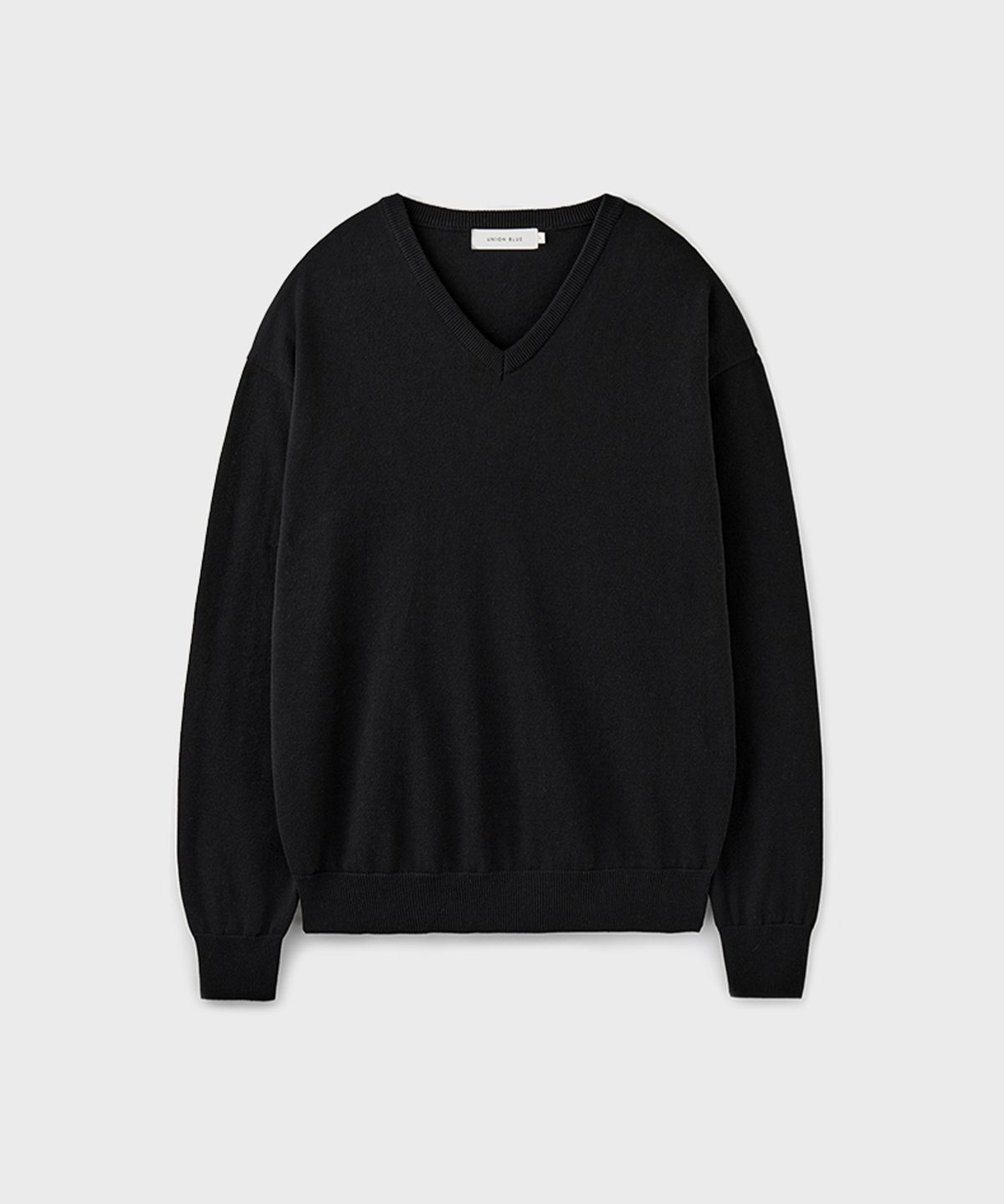 유니온블루(UNION BLUE) HARD TWIST COTTON V-NECK KNIT [BLACK]