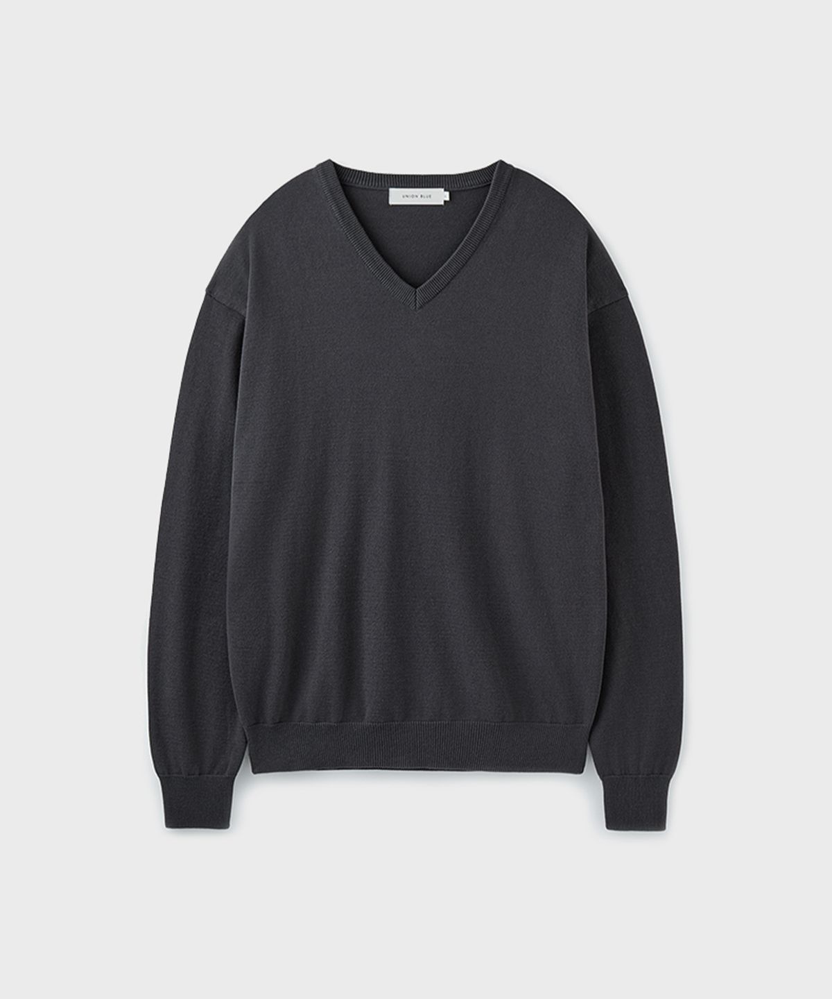 유니온블루(UNION BLUE) HARD TWIST COTTON V-NECK KNIT [CHARCOAL]