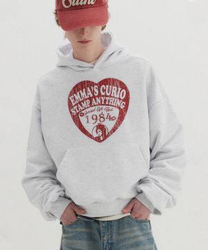 크롭 하트 후디 그레이