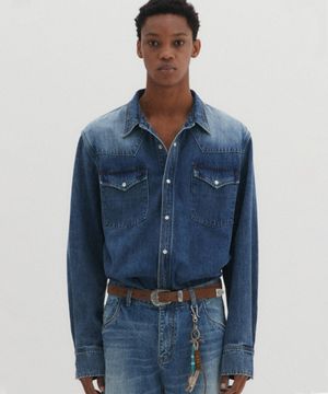 웨스턴 데님 셔츠 블루