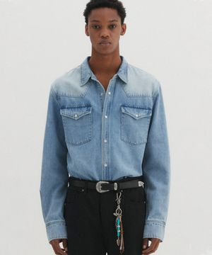 웨스턴 데님 셔츠 라이트 블루