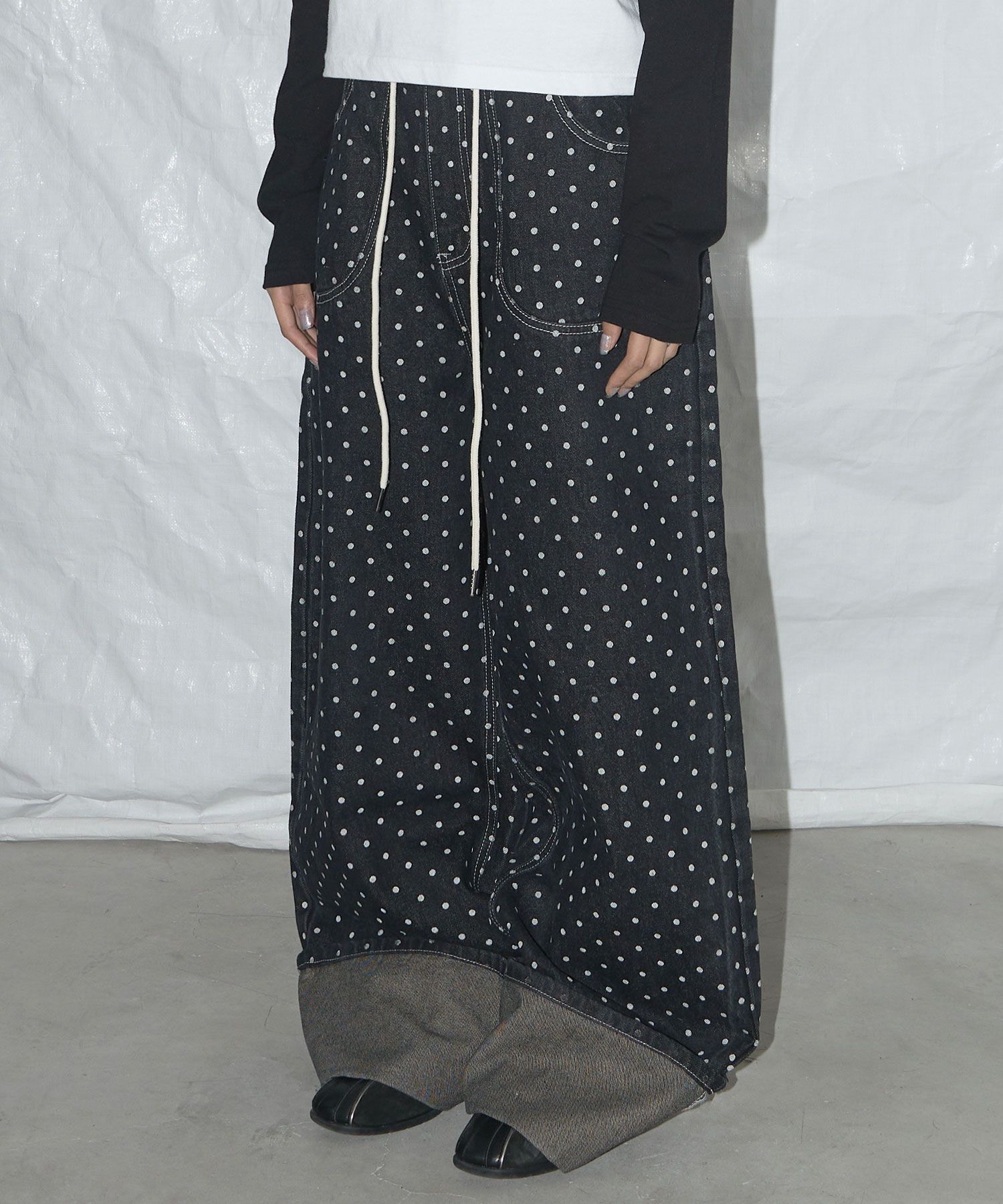 FANCY CLUB_String Dot Roll-up Pants (BLACK) F25QD890