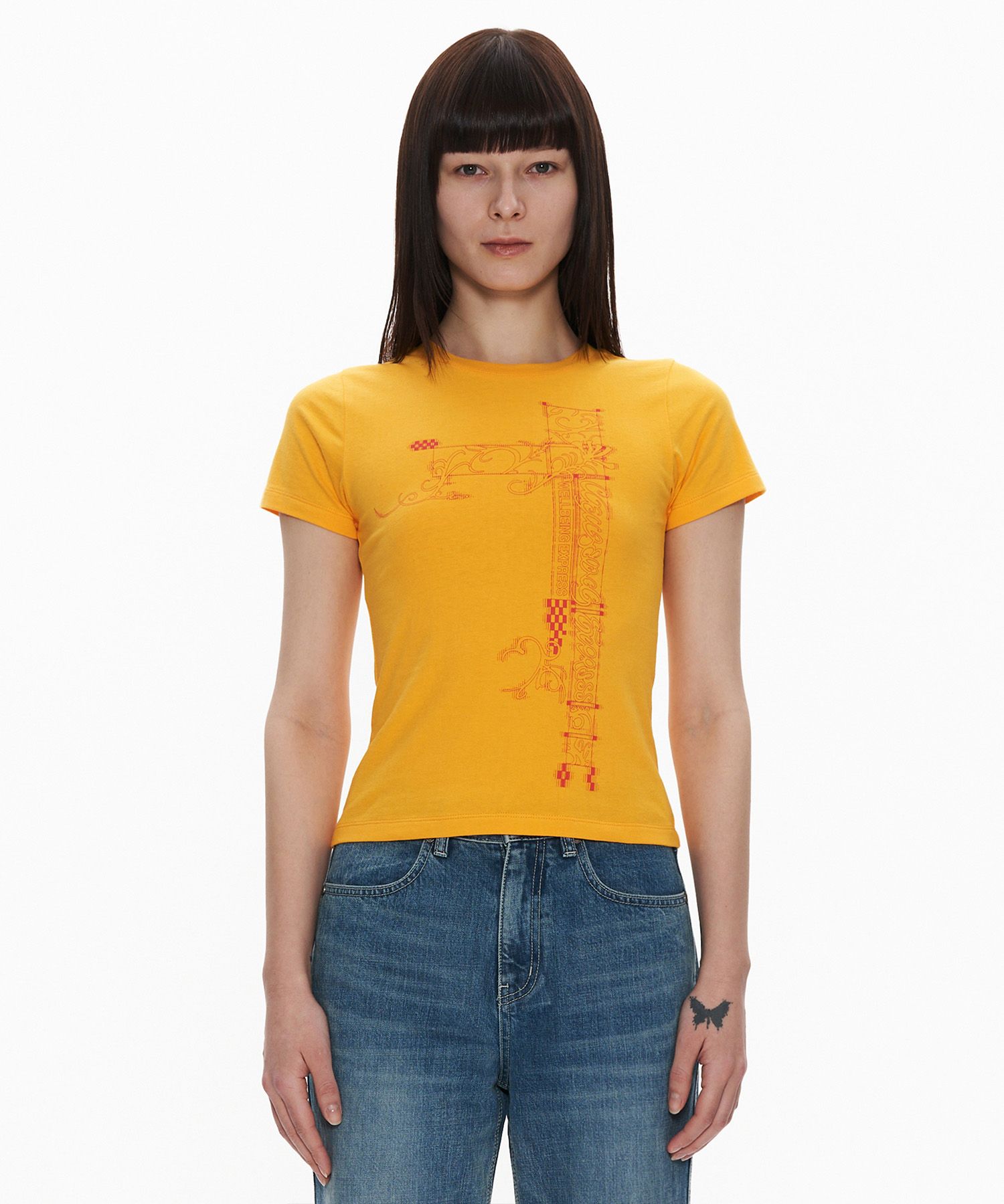 MUSINSA公式 | WELLBEING EXPRESS Hybrid Tattoo Tee Orange