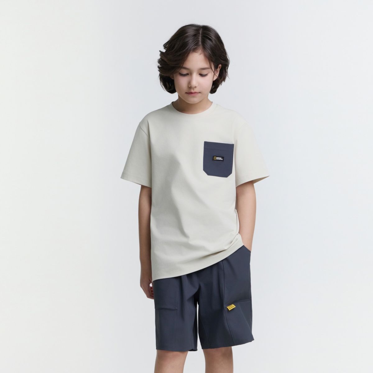 내셔널지오그래픽 키즈(NATIONAL GEOGRAPHIC KIDS) K252UPB910 5부 상하 SET LBEIGE