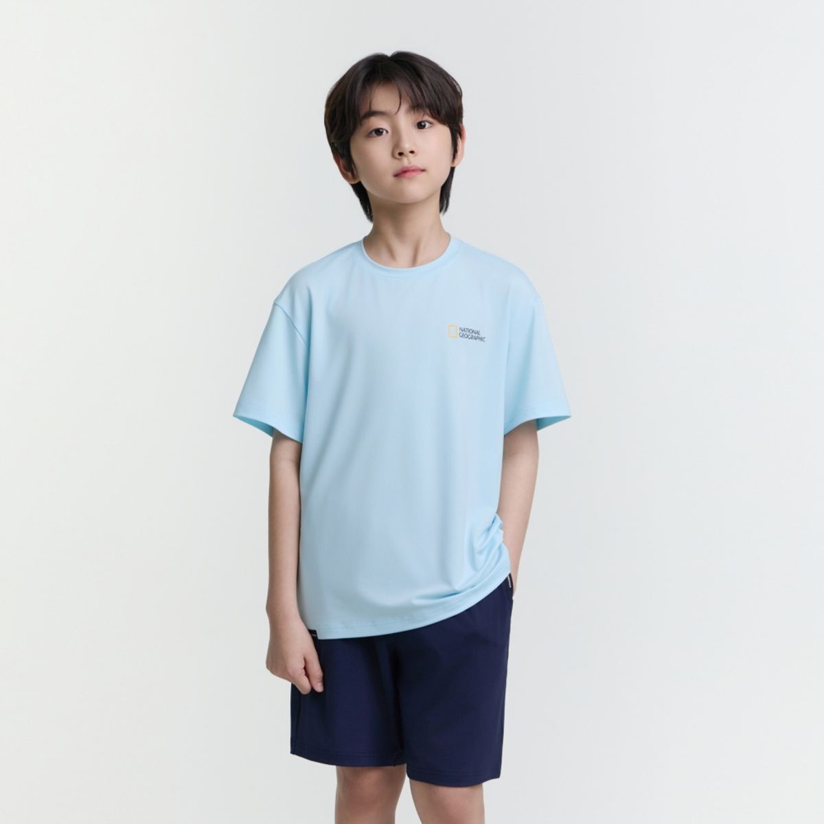 내셔널지오그래픽 키즈(NATIONAL GEOGRAPHIC KIDS) K252UPB902 냉감 5부 상하 SET AQUA