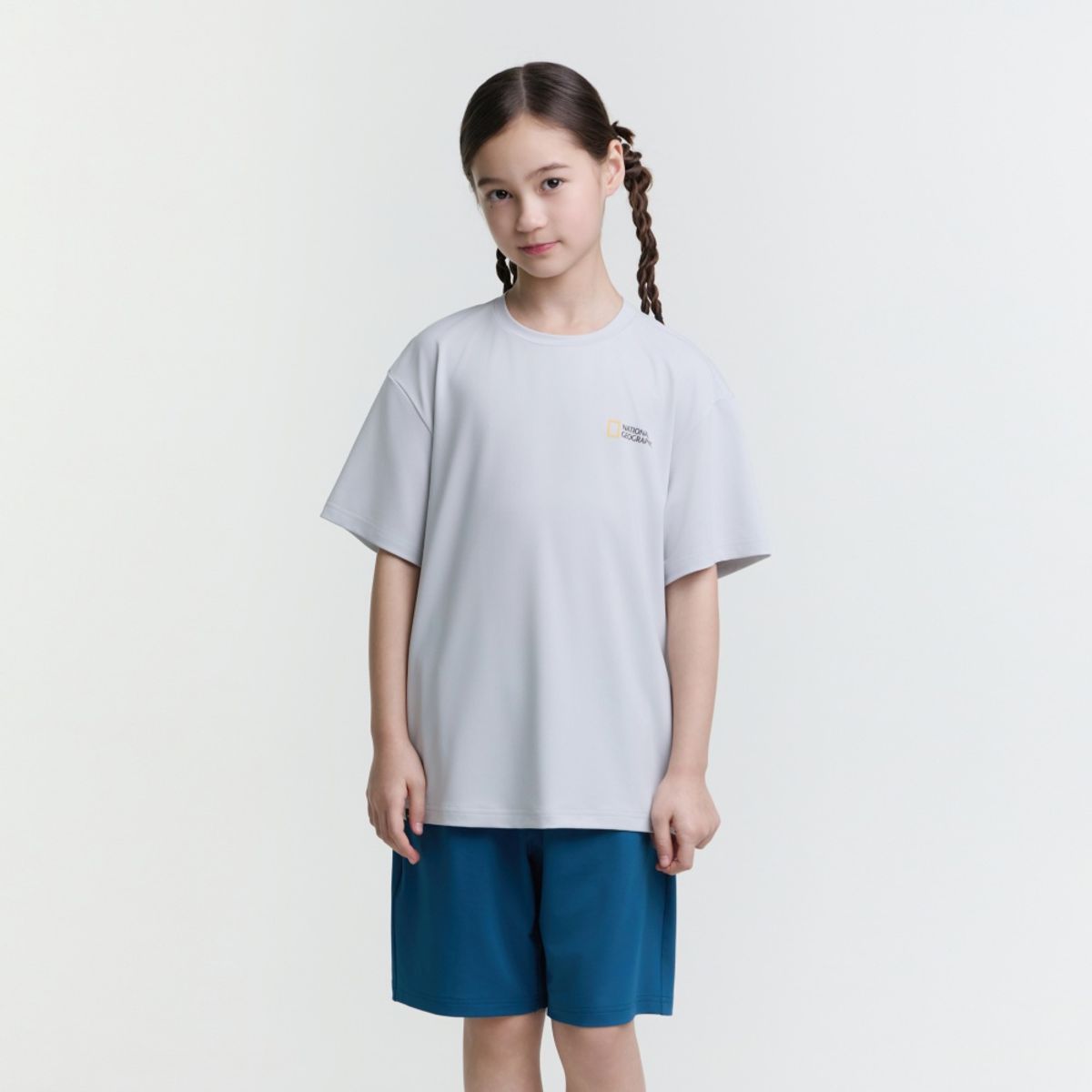 내셔널지오그래픽 키즈(NATIONAL GEOGRAPHIC KIDS) K252UPB902 냉감 5부 상하 SET LGREY