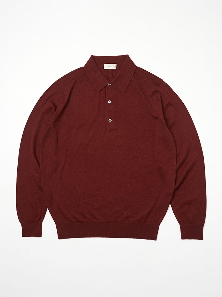 25SS Cashtouch Long Sleeve Polo Knit Burgundy