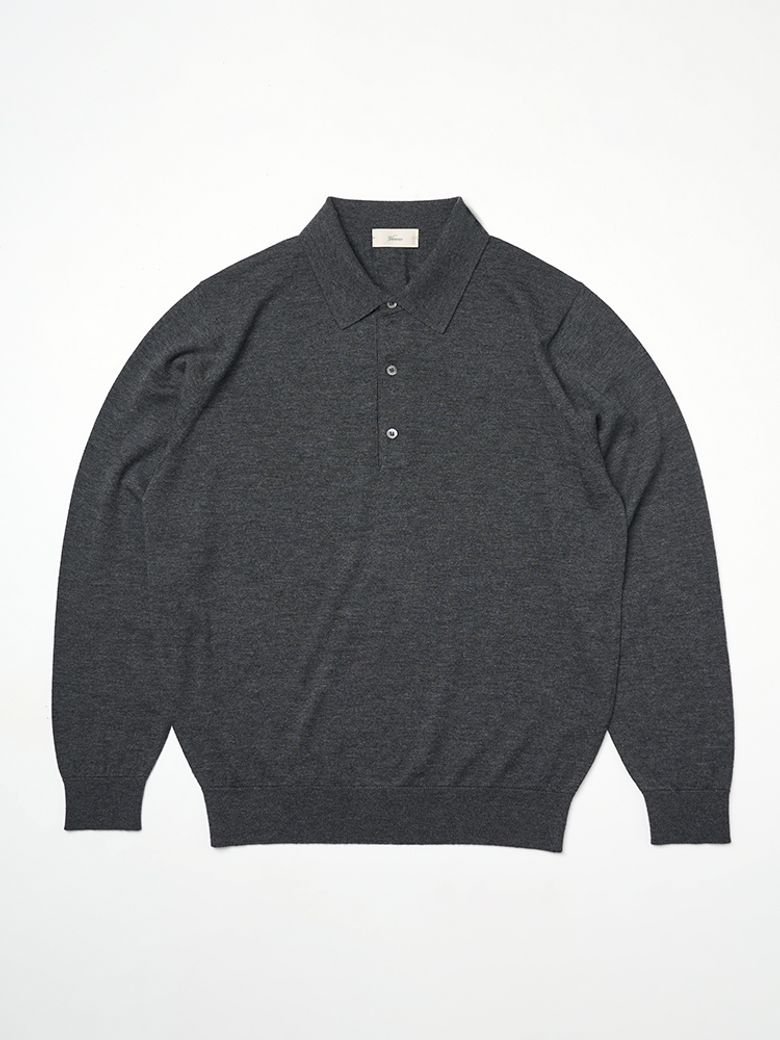 25SS Cashtouch Long Sleeve Polo Knit Charcoal