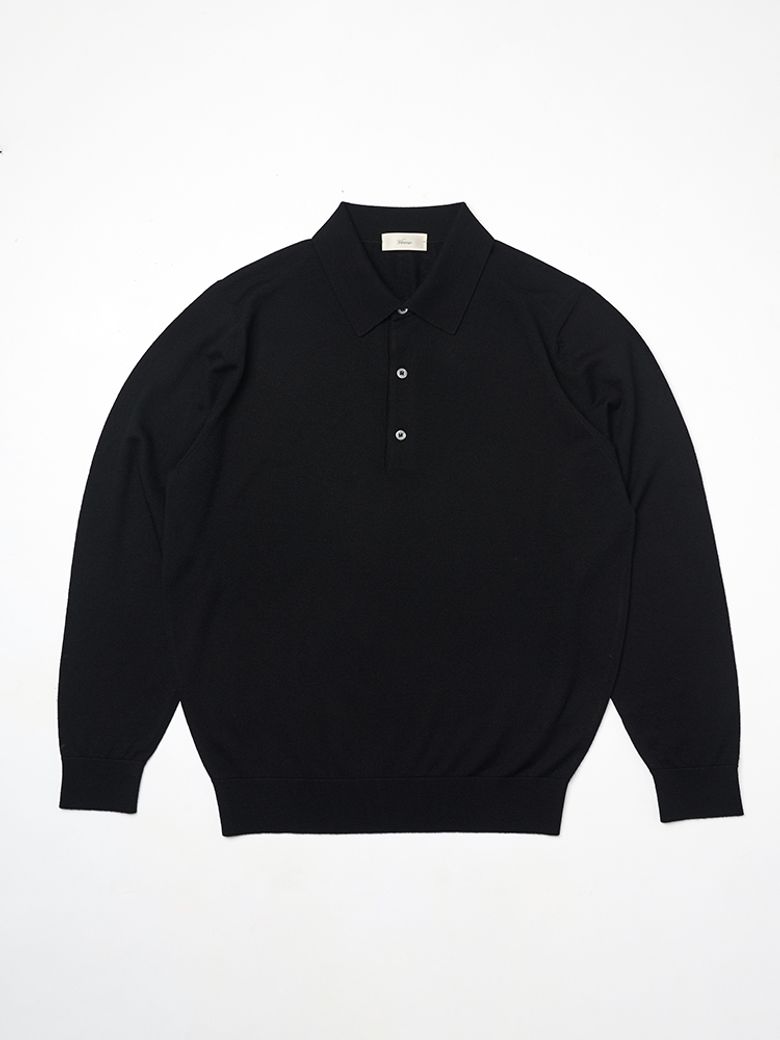 25SS Cashtouch Long Sleeve Polo Knit Black