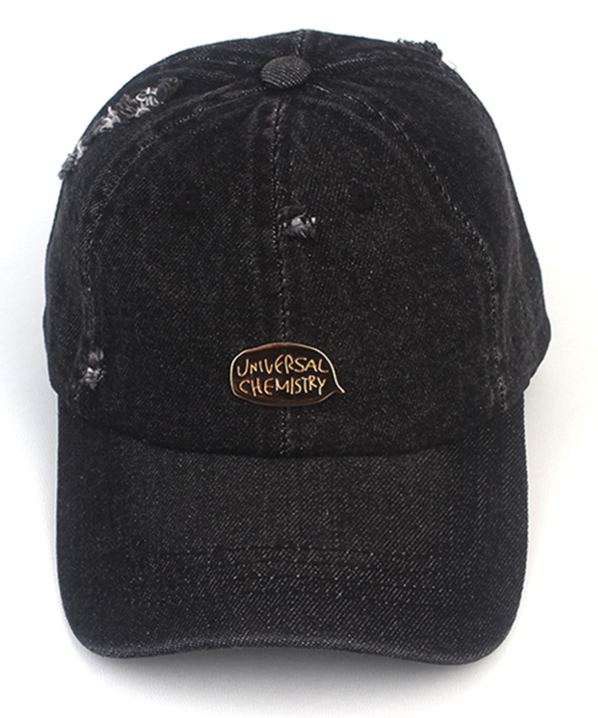 유니버셜 케미스트리(UNIVERSAL CHEMISTRY) Damage Black Denim Bubble Ballcap 워싱볼캡