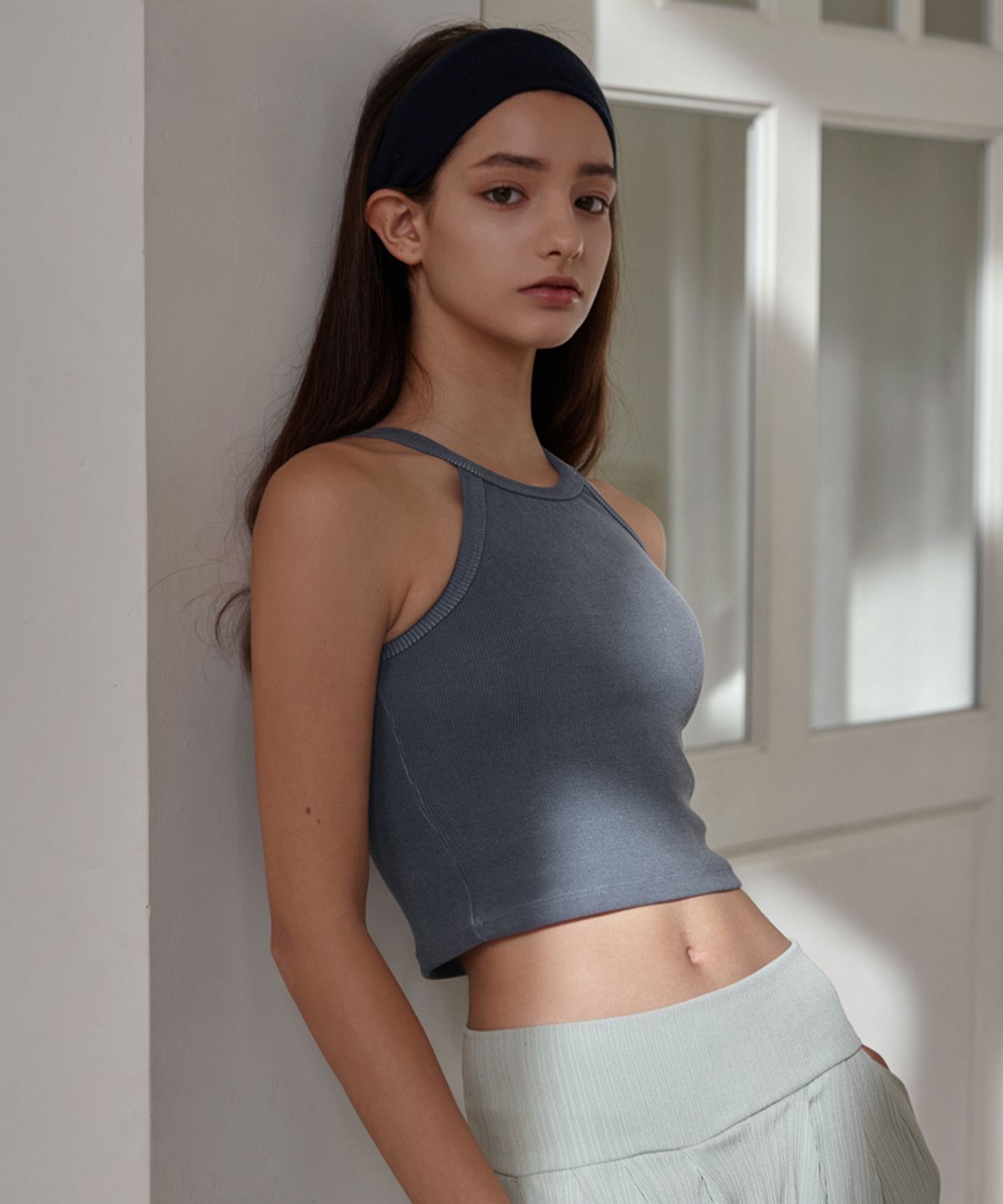 데비웨어(DEVIWEAR) 피그먼트 홀터 슬리브리스 DEVI-TS0049-네이비