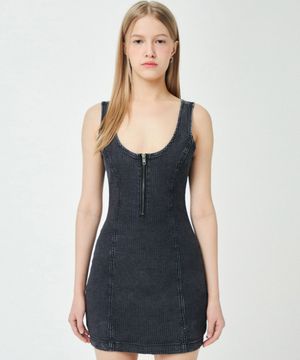 GO G톤 하프집업 슬리브리스 데님 원피스 YN2D5730