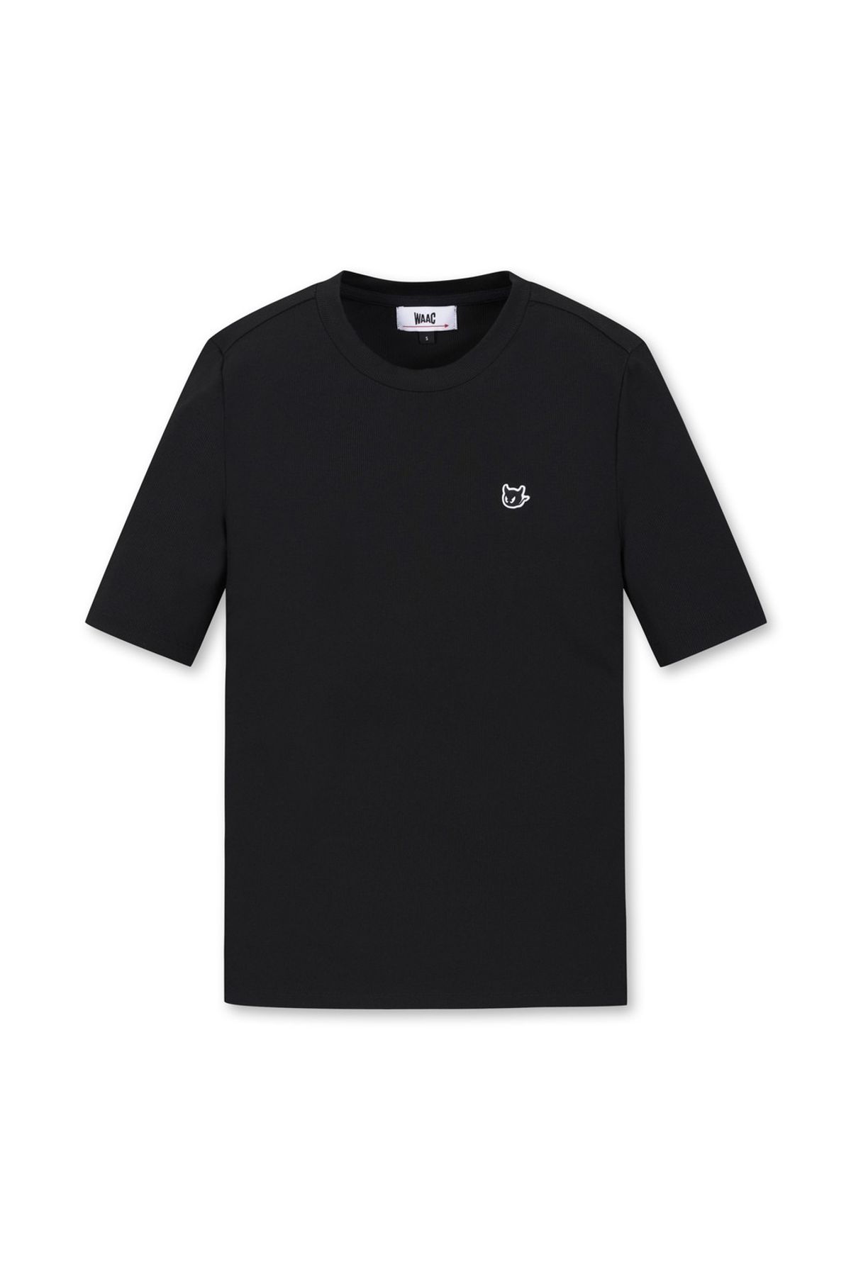 왁(WAAC) Women Cool Ribbed SS Crewneck Top_WWTCM25202BKX