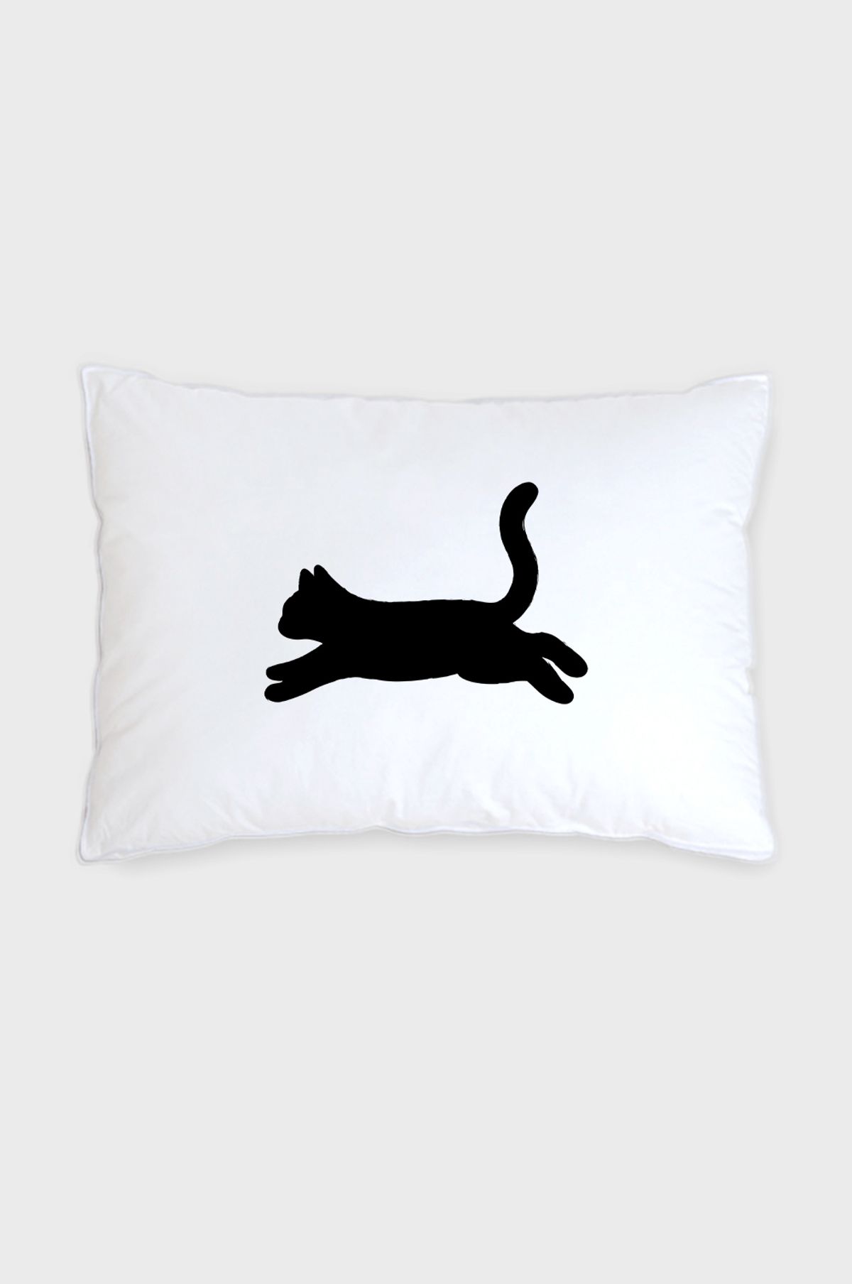 픽켄드(PICKEND) 블랙 버니 디자인 베개커버 - HAPPY CAT (WHITE)