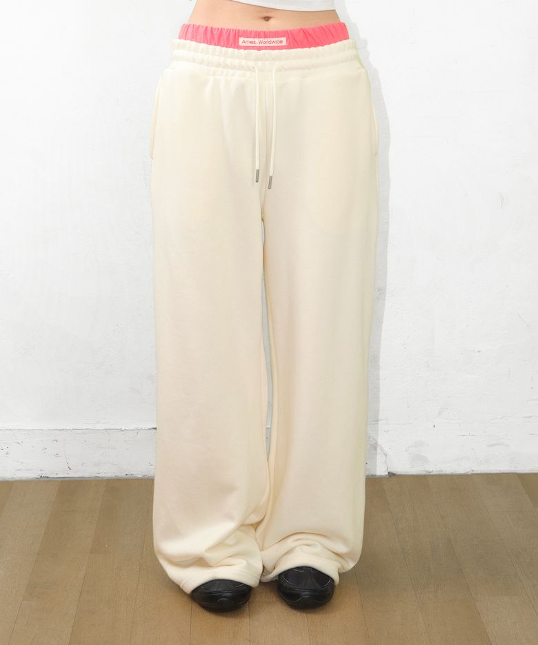 LAYERED SWEAT PANTS CREAM