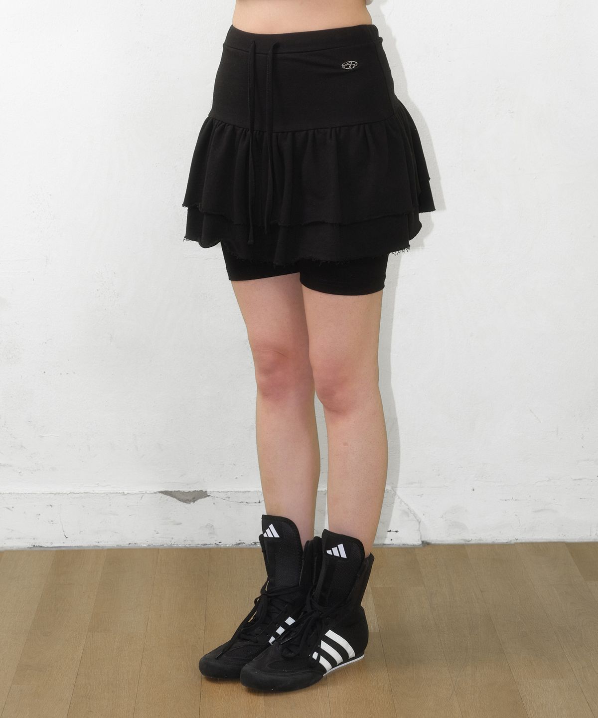 아메스 월드와이드(AMES-WORLDWIDE) FRILL MINI SKIRT BLACK