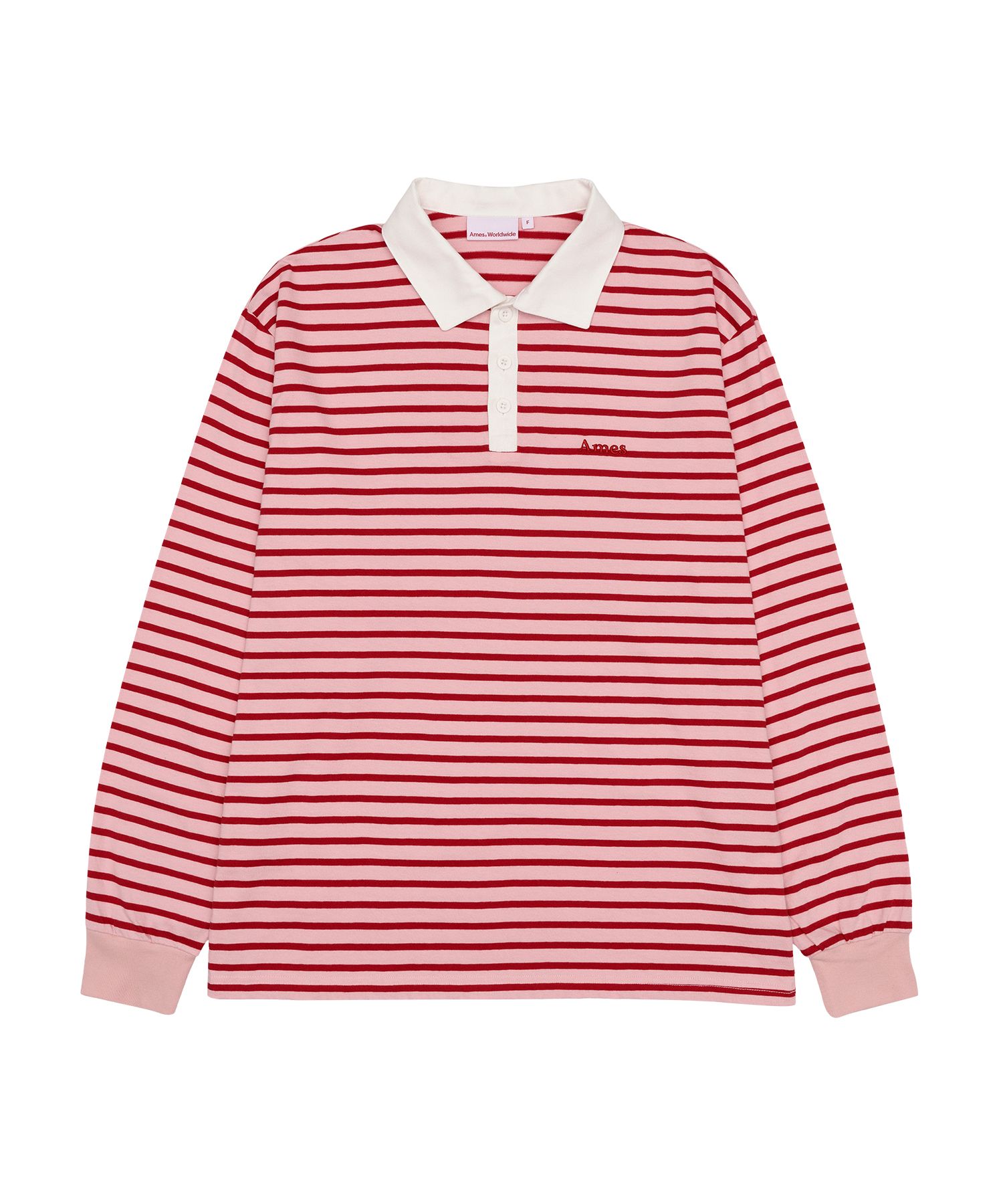 【AMES】STRIPE COLLAR LONG SLEEVE TEE MUSINSA | AMES-WORLDWIDE STRIPE COLLAR LONGSLEEVE TEE PINK