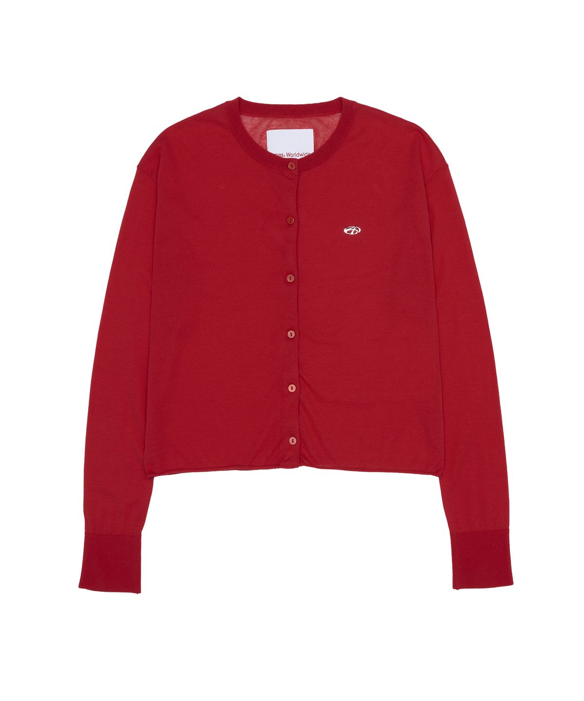 아메스 월드와이드(AMES-WORLDWIDE) SHEER ROUND NECK CARDIGAN RED
