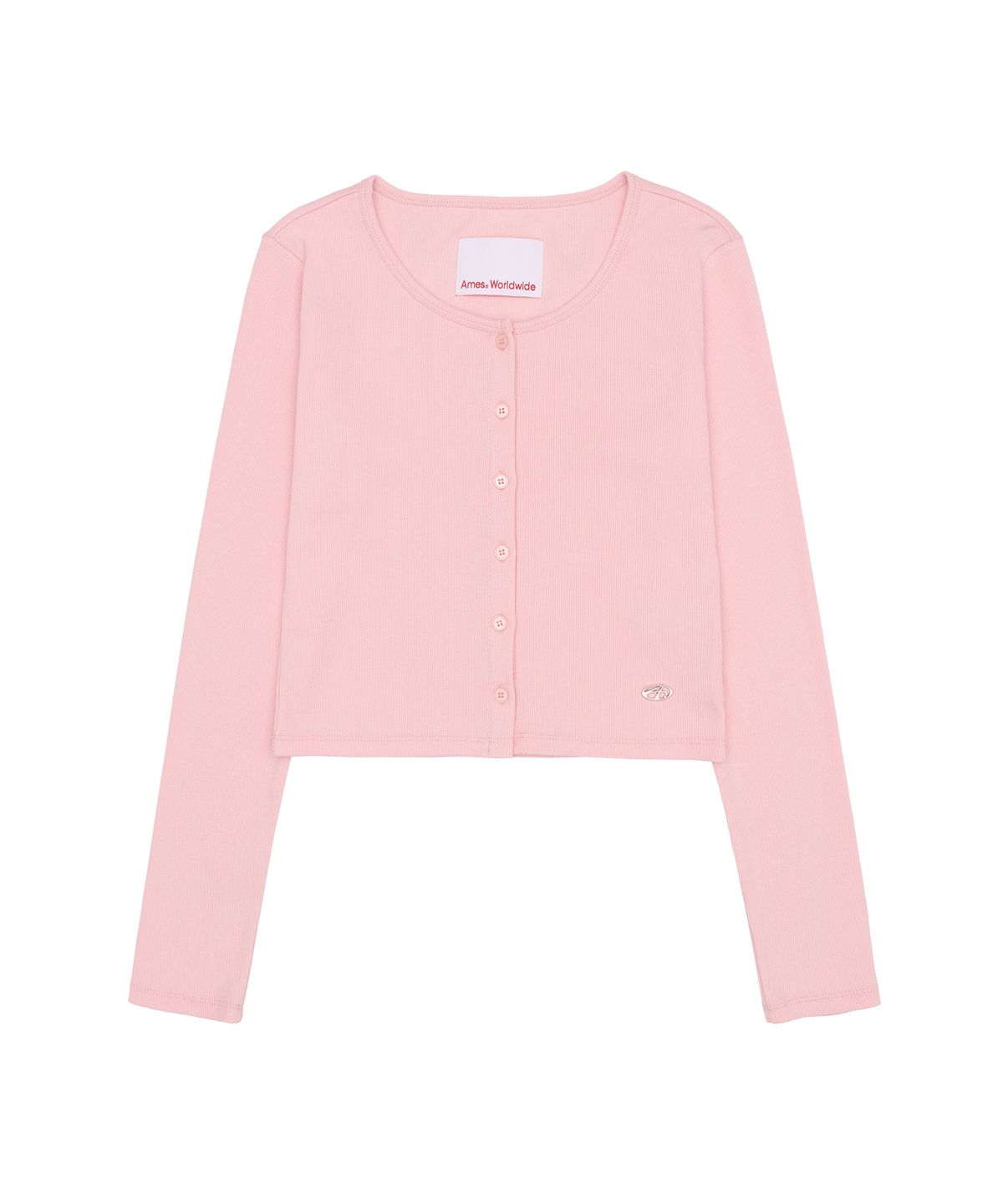 아메스 월드와이드(AMES-WORLDWIDE) RIB U-NECK CARDIGAN PINK