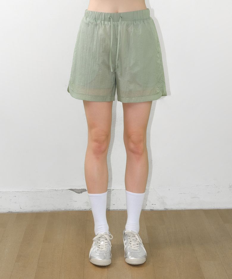 SHEER NYLON SHORTS GREEN