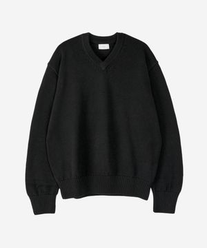 코튼 브이넥 니트 블랙