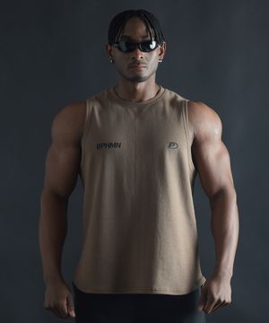 짐 스탠다드 로고 슬리브리스 - 모카