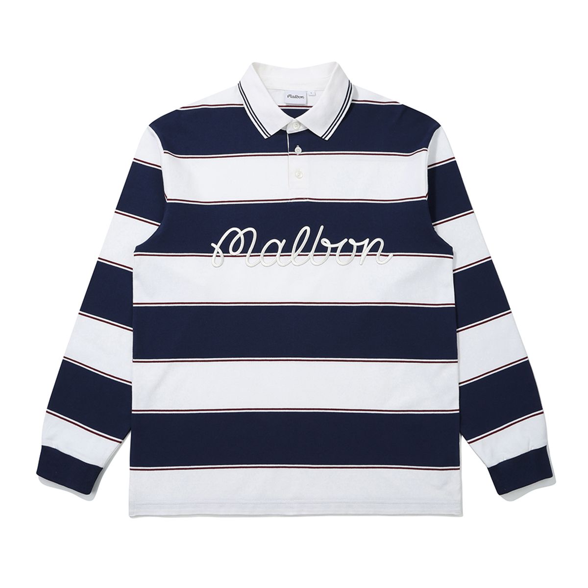 말본 골프(MALBON GOLF) 말본 스트라이프 블록 티셔츠 NAVY (MAN)