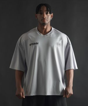 오버핏 럭비 저지 숏 슬리브 - 라이트그레이